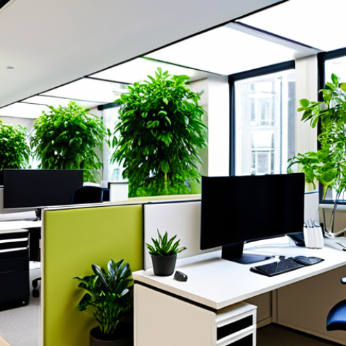 Home 7 Biofilik Office Space**
"Modern office interior with lush greenery, potted plants, and a small water fountain. Fully clothed professionals working at desks. Natural lighting, ergonomic furniture, perfect anatomy, correct proportions, well-formed hands, proper finger count, natural body proportions. Safe for work, appropriate content, fully clothed, professional, family-friendly, modest clothing, modern design, clean and organized."
**